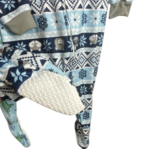 Mon Petit Toddler Two Blanket Sleepers Footies Dinosaur& Raccoon/Fox Pajamas - Picture 4 of 9